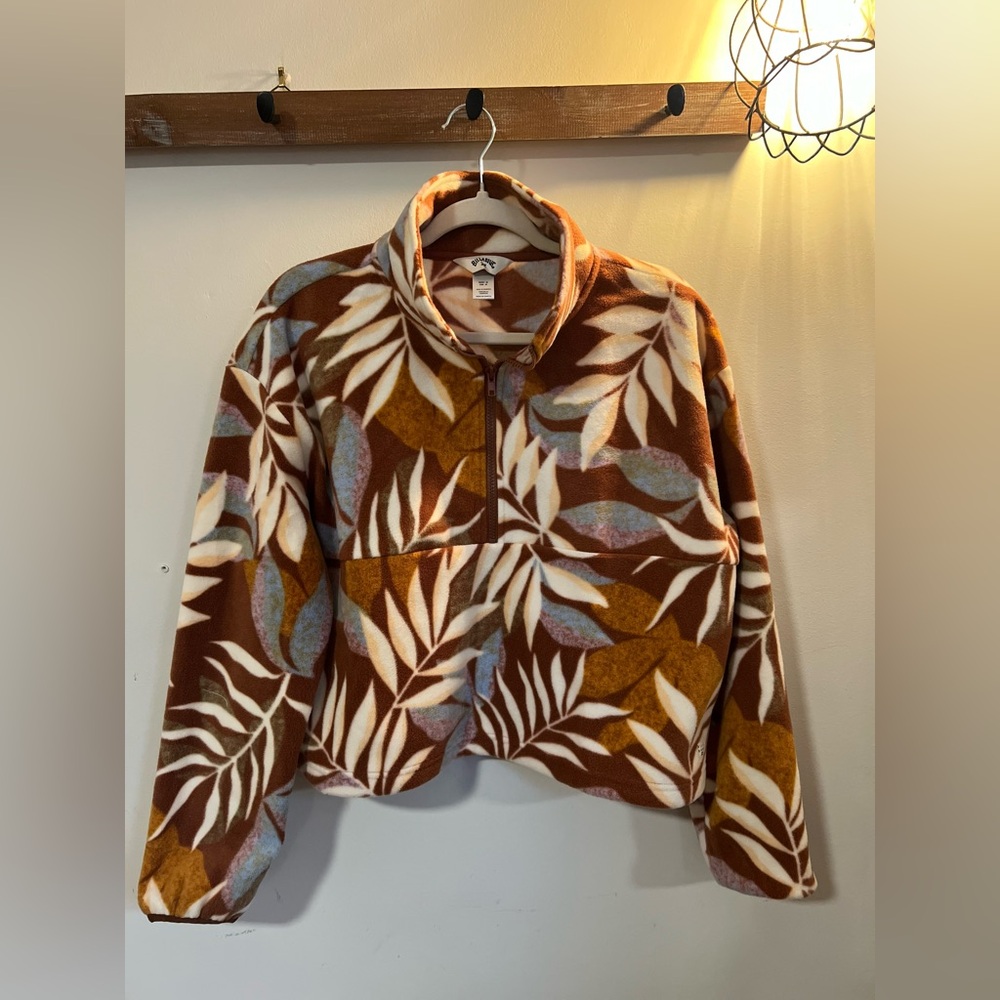 Billabong Brown and White Leaf Print Jacket